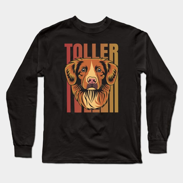 Toller Nova Scotia Duck Tolling Retriever Retro Vibes Long Sleeve T-Shirt by welovetollers